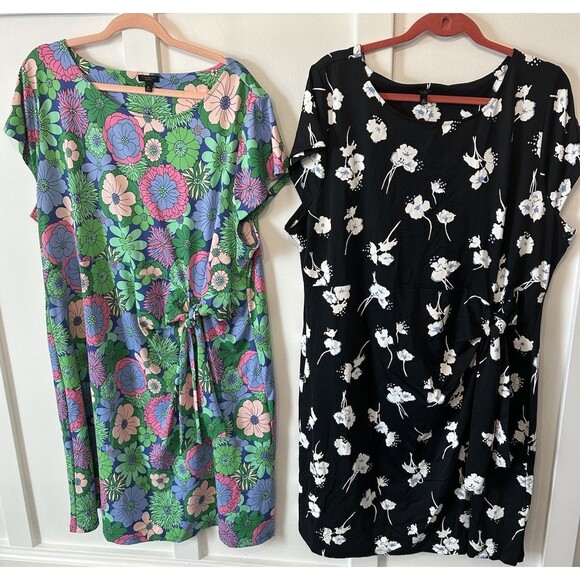 Talbots Dresses & Skirts - Talbots Effortless Jersey Bella Dress Plus Size 3XLP Floral Short Sleeve 2 Pack